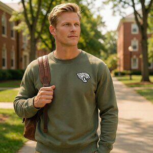 Signature Men M NFL Jacksonville Jaguars Green Crewneck Sweatshirt Y2K Classic